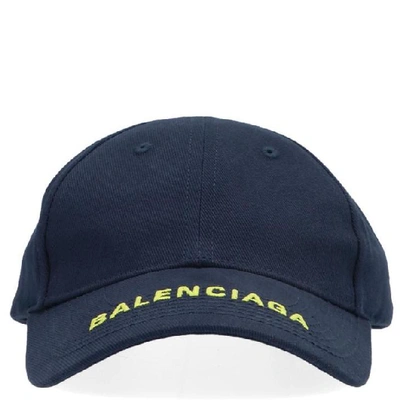 Shop Balenciaga Contrast Logo Cap In Navy