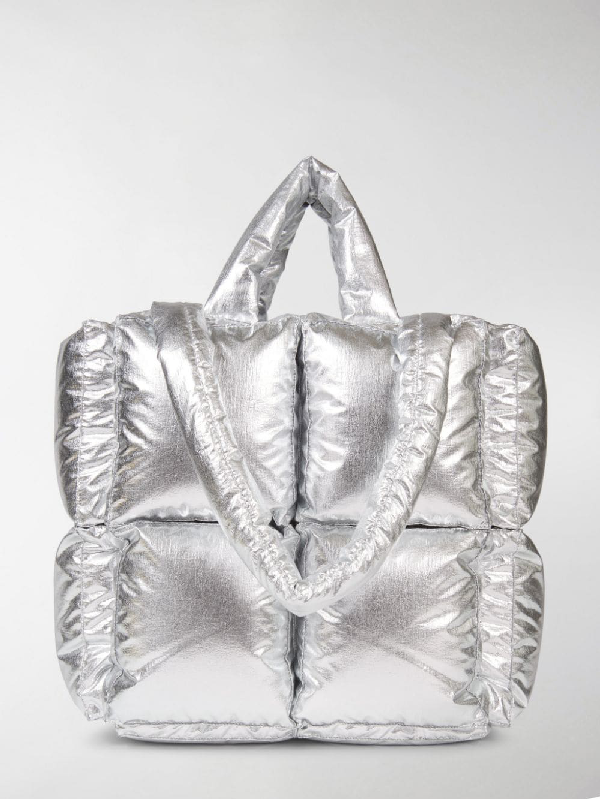 Download Off-White Puffy Small Metallic Nylon Bag In Silver | ModeSens