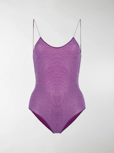 Shop Oseree Glittered Swimsuit In Purple