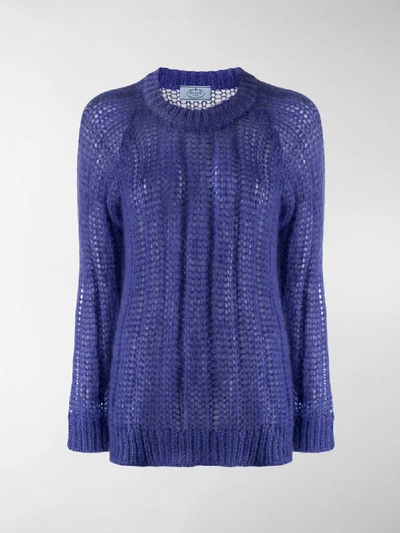 Shop Prada Crew-neck Knitted Jumper In Purple