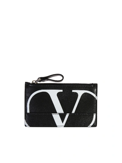 Shop Valentino Branded Card Holder In Black