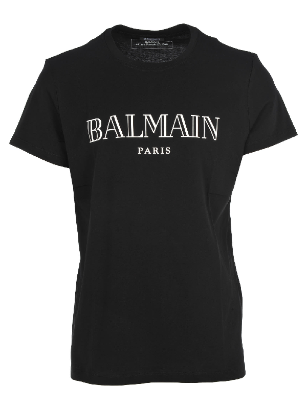 Balmain Metallic Finish Logo T-shirt In Black | ModeSens