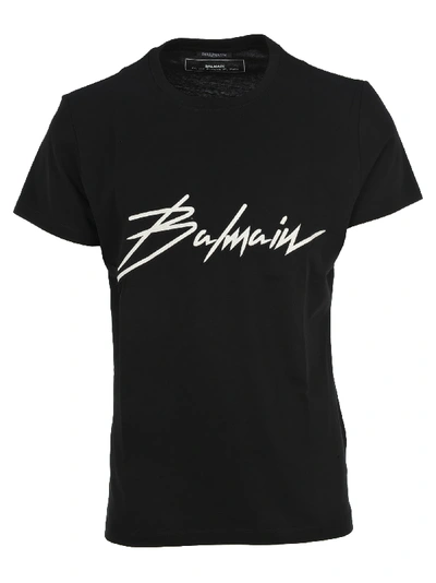 Shop Balmain Embroidered Signature Logo Patch T-shirt In Black