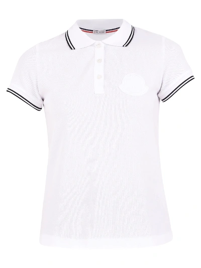 Shop Moncler Branded Polo In White