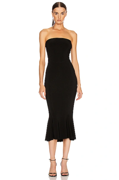 Shop Norma Kamali Strapless Fishtail Dress To Midcalf In Black