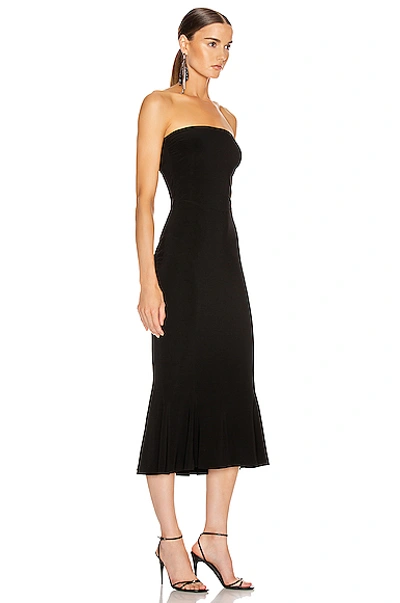 Norma Kamali Strapless Fishtail Jersey Midi Dress In Black