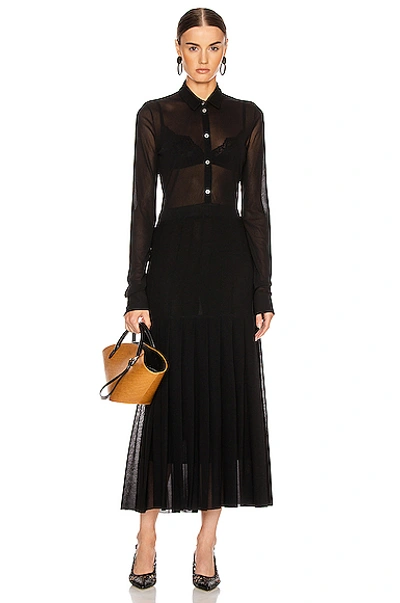 Shop Jil Sander Pleated Long Sleeve Dress In Black