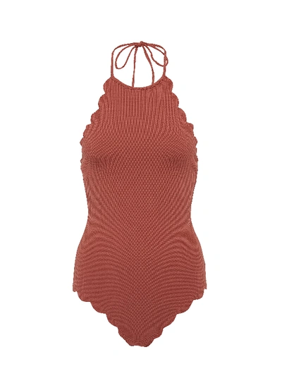 Shop Marysia 'mott' Scalloped Halterneck One-piece Swimsuit