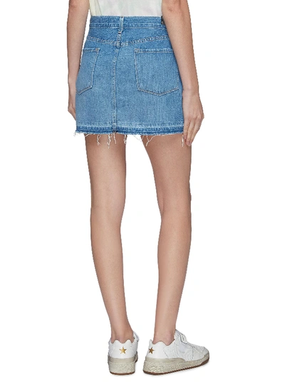 Shop J Brand 'bonny' Released Hem Frayed Mini Skirt In Blue