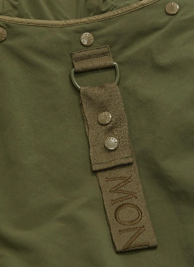 Shop Moncler Detachable Hood Wide Sleeve Jacket In Green