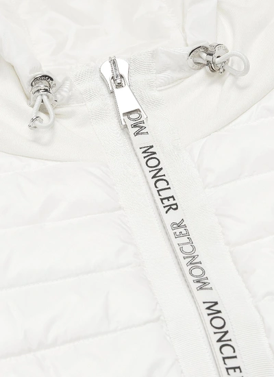 Shop Moncler 'maglia' Down Puffer Front Panel Zip Hoodie