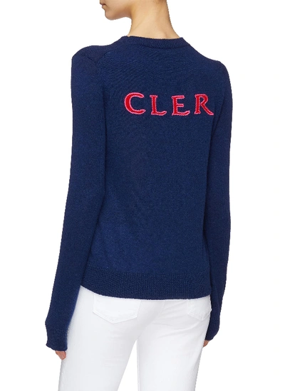 Shop Moncler Logo Intarsia Cashmere Sweater In Blue