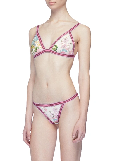 Shop Zimmermann 'heathers' Stripe Border Garden Floral Print Bikini Top