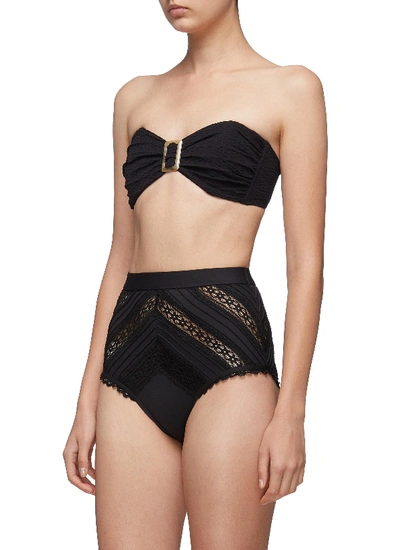 Shop Zimmermann 'heathers' Lace Stripe High Waist Bikini Bottoms