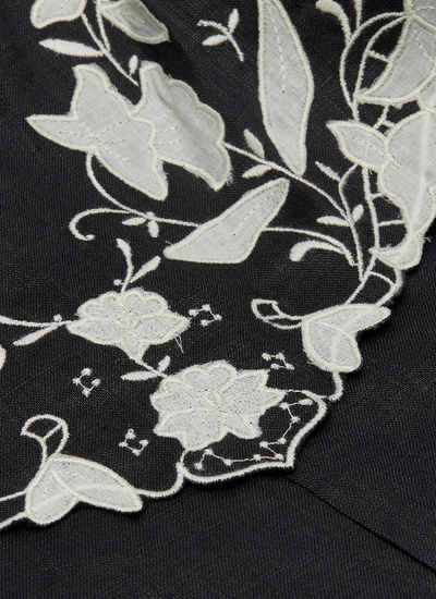 Shop Zimmermann 'juniper' Tie Shoulder Ruffle Yoke Floral Embroidered Rompers