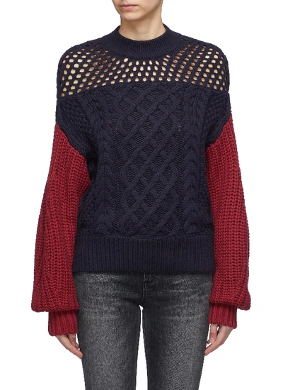 Shop Self-portrait Colourblock Cotton-wool Mix Knit Sweater In Multi-colour