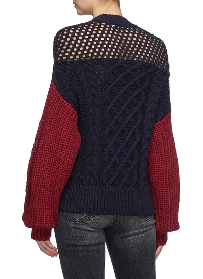 Shop Self-portrait Colourblock Cotton-wool Mix Knit Sweater In Multi-colour