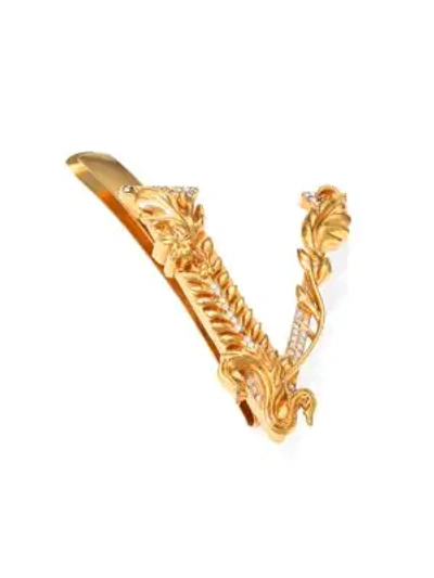 Shop Versace Tribute Swarovski Crystal Hair Clip In Gold