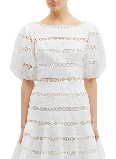 Shop Zimmermann 'bowie Contour Hailspot' Cutout Stripe Linen-cotton Dress