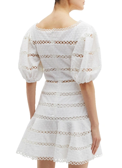 Shop Zimmermann 'bowie Contour Hailspot' Cutout Stripe Linen-cotton Dress