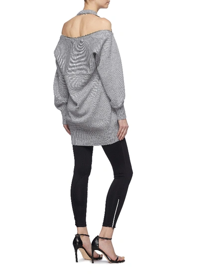 Shop Alexander Wang Zip Shoulder Merino Wool Sweater In Grey