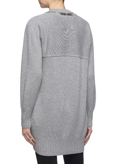 Shop Alexander Wang Zip Shoulder Merino Wool Sweater In Grey