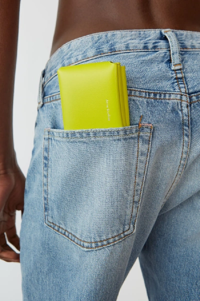 Shop Acne Studios Trifold Card Wallet Lime Green