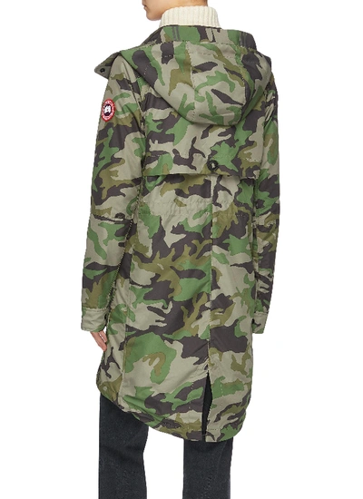 Shop Canada Goose 'cavalry' Detachable Hood Camouflage Print Windproof Trench Coat In Multi-colour