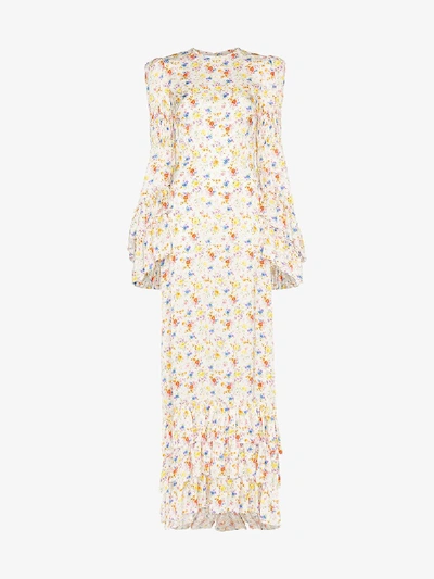 Shop The Vampire's Wife Floral Ruffle Silk Maxi Dress In Multicoloured