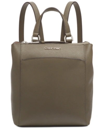 Shop Calvin Klein Hayden Backpack In Olive/gold