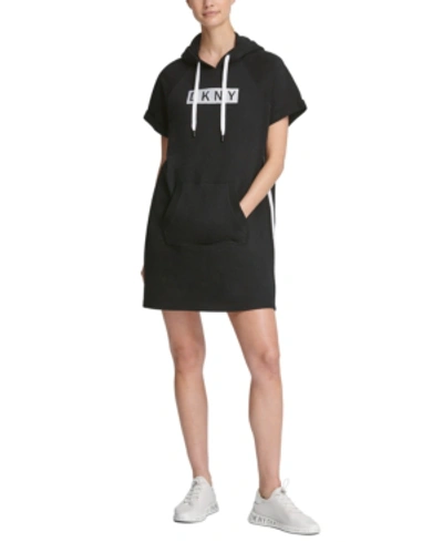Shop Dkny Sport Logo Hoodie Dress In Black