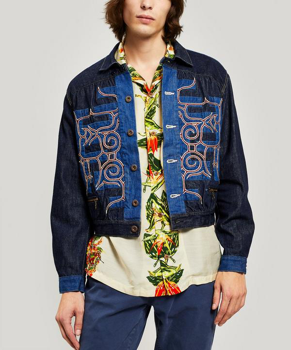 Kapital Attus Embroidered Denim Jacket In Blue | ModeSens