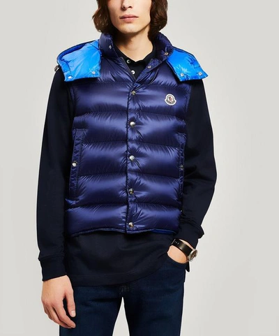 Moncler Billecart Shiny Goose-down Gilet In Navy | ModeSens