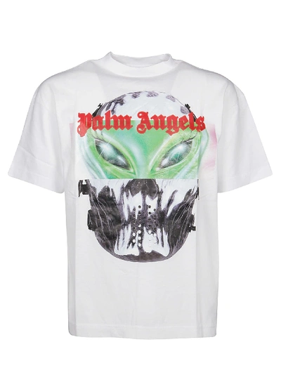 Shop Palm Angels T-shirt Alien In White Multicolor