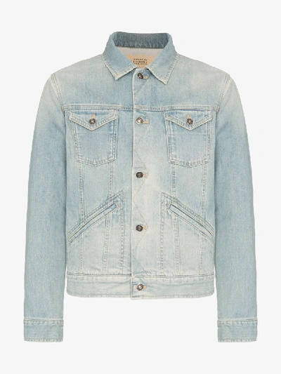 Shop Givenchy Embroidered Logo Denim Jacket In 102 - Blue