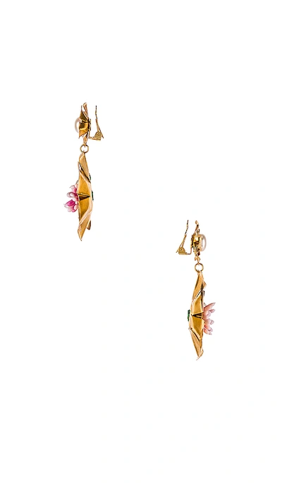 Shop Mercedes Salazar Double Flower Pearl Earrings In Gold