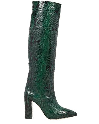 Shop Paris Texas Python-embossed Leather Knee-high Boots In Green