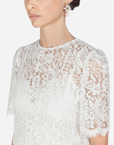 Shop Dolce & Gabbana Cordonetto Lace Top In White