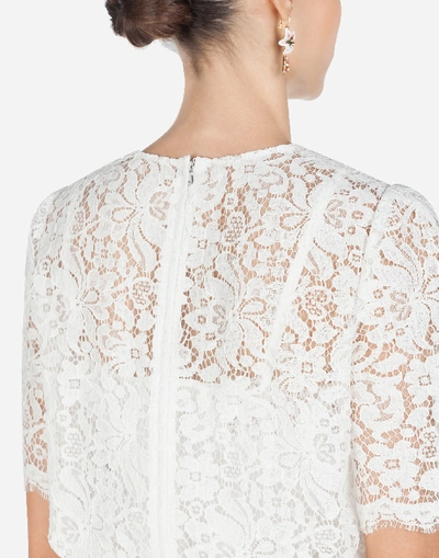 Shop Dolce & Gabbana Cordonetto Lace Top In White