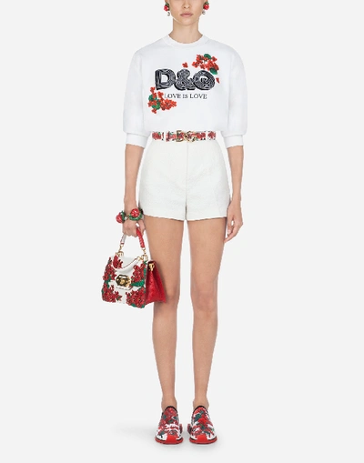 Shop Dolce & Gabbana Cropped Jersey Sweatshirt With Print In White