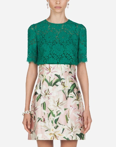 Shop Dolce & Gabbana Cordonetto Lace Top In Green