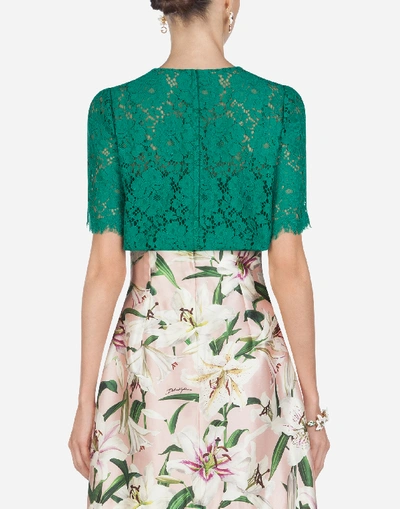 Shop Dolce & Gabbana Cordonetto Lace Top In Green