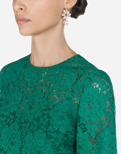 Shop Dolce & Gabbana Cordonetto Lace Top In Green