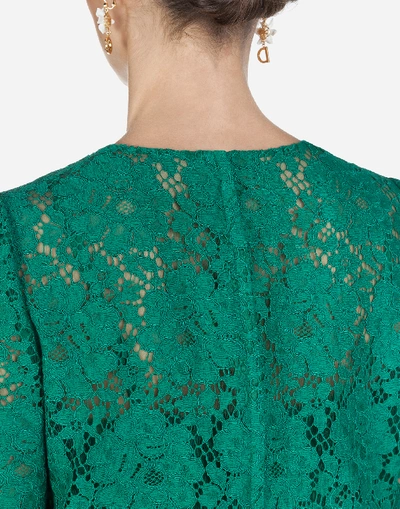 Shop Dolce & Gabbana Cordonetto Lace Top In Green