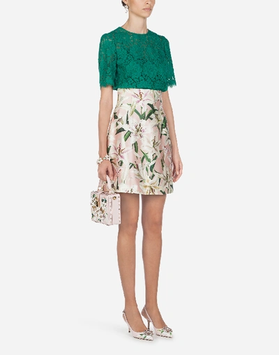 Shop Dolce & Gabbana Cordonetto Lace Top In Green