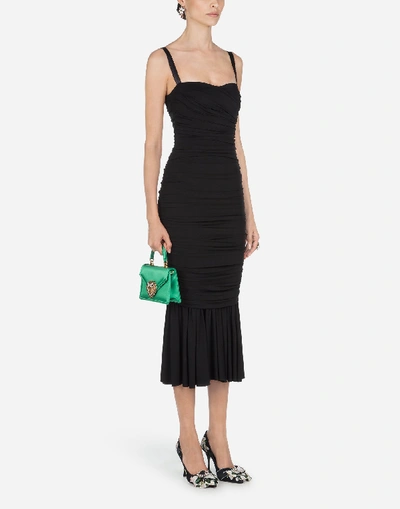 Shop Dolce & Gabbana Long Viscose Jersey Midi Dress In Black