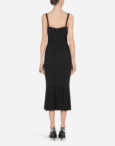 Shop Dolce & Gabbana Long Viscose Jersey Midi Dress In Black
