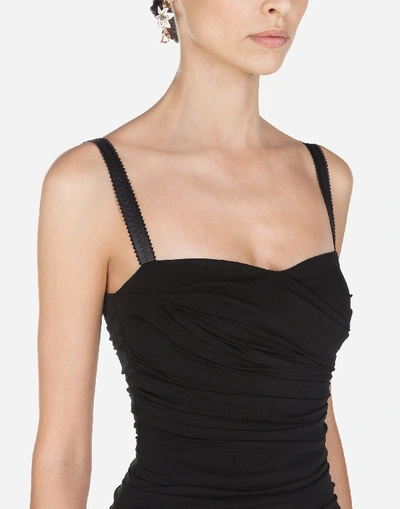 Shop Dolce & Gabbana Long Viscose Jersey Midi Dress In Black