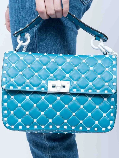 Shop Valentino Rockstud Spike Crossbody Bag In Blue