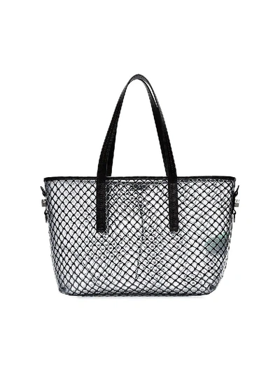 Shop Off-white Netted Pvc Leather Trim Tote Bag
